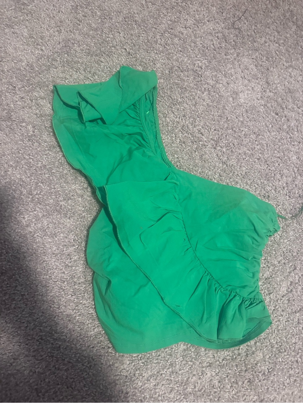 Zara Green One-Shoulder Ruffle Women's Top